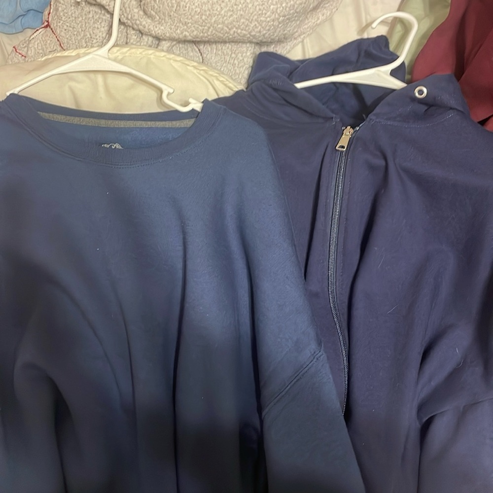 Navy Blue Crewneck+zipup Bundle